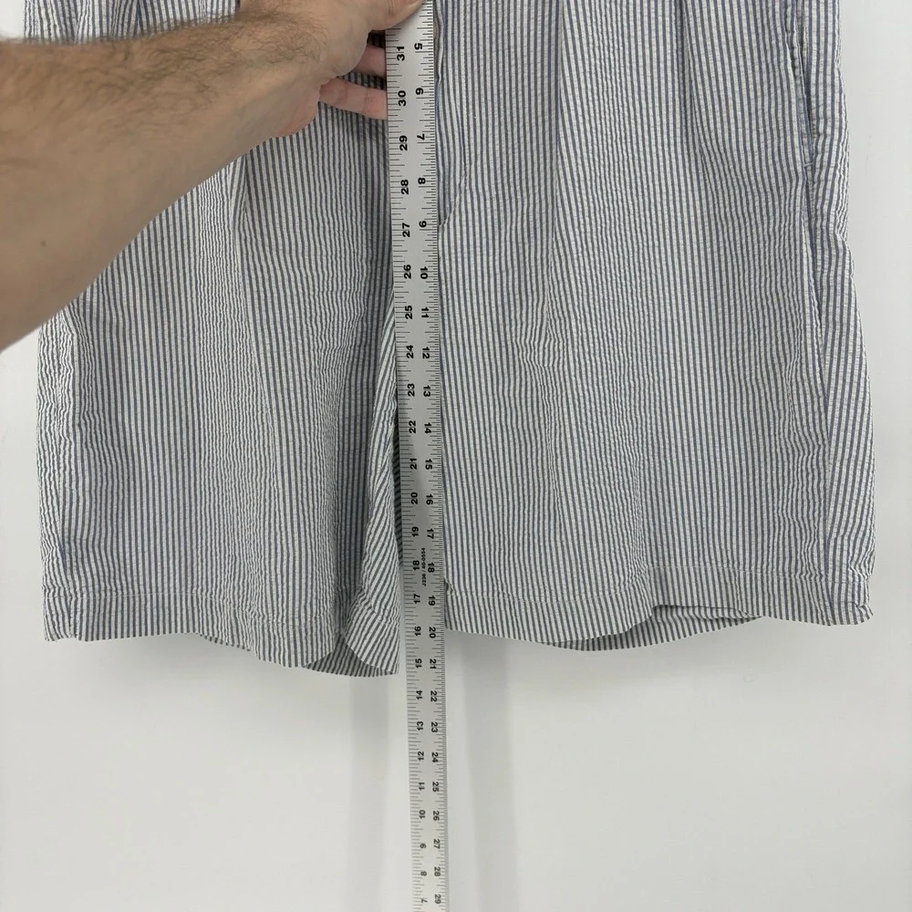 Polo Ralph Lauren Men 33 White‎ Blue Seersucker Shorts Striped Pleated Golf